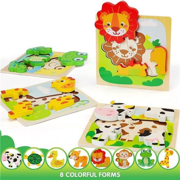 Wooden Puzzles for Toddlers 1-3, Puzzle for Kid, Baby Puzzle, Montessori Toys - Picture 3 of 6